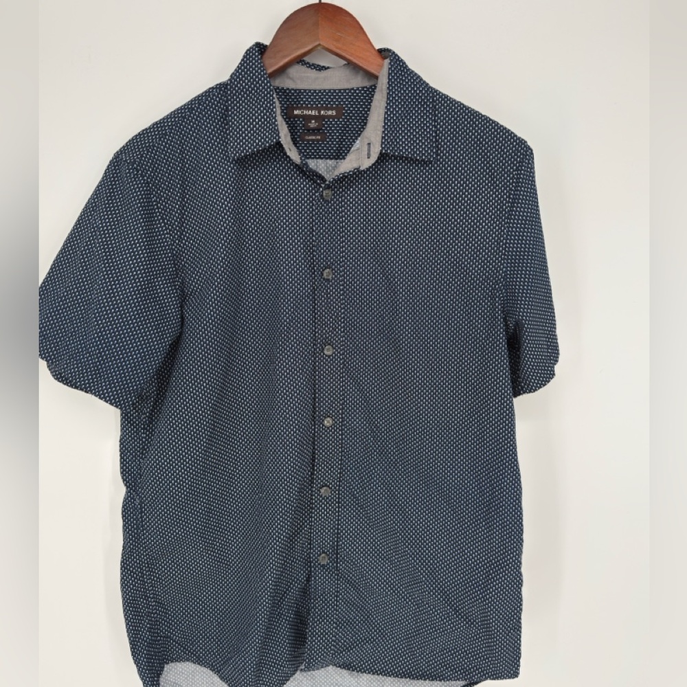 Michael Kors Dark Blue Patterned Men's Shirt